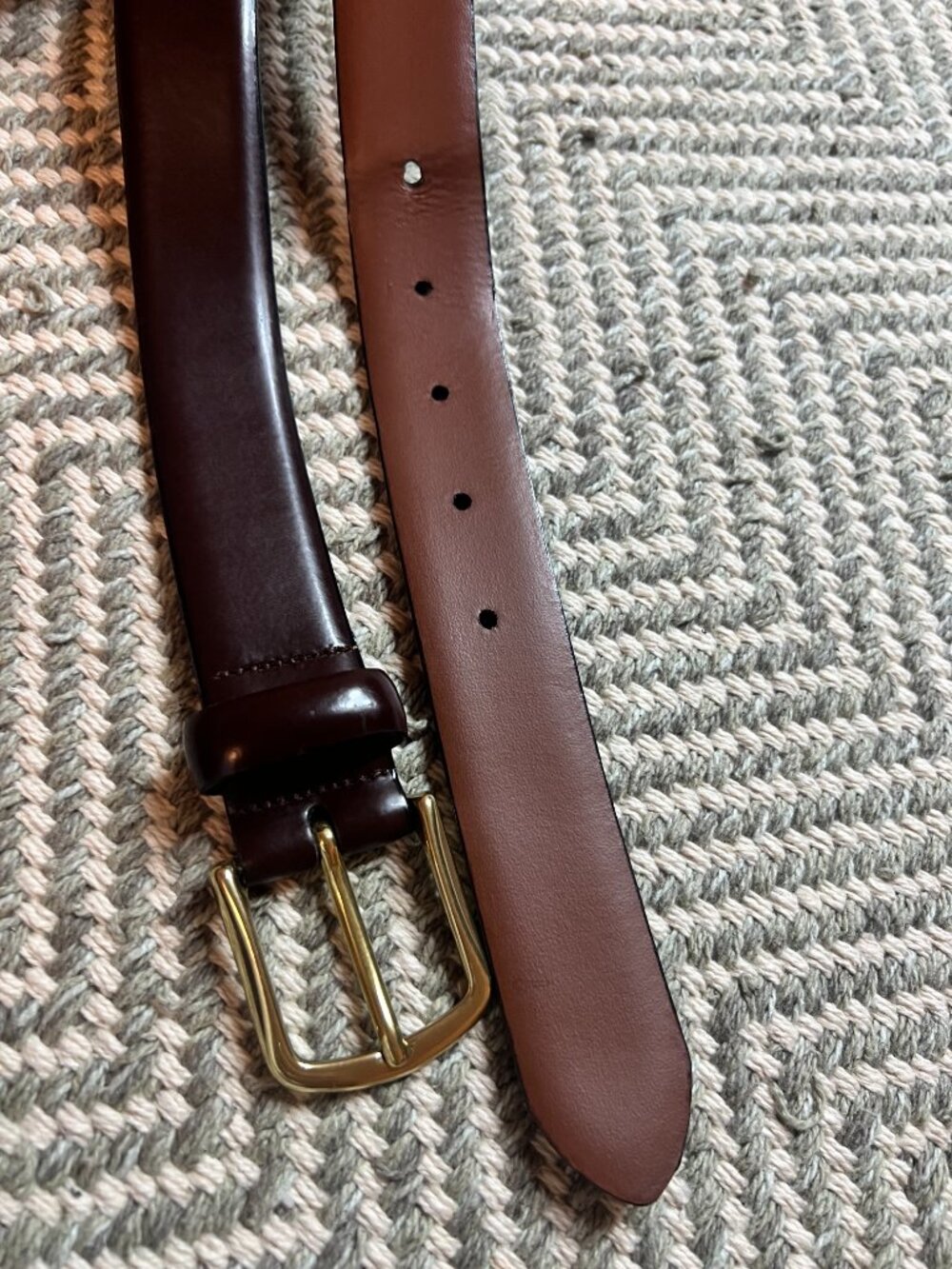 Genuine Italian Leather Men's Brown Belt 42/105 Solid Brass Buckle Classic Lux